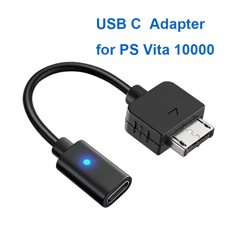 Gaming Console Sony - 10 cm zwarte USB-C-oplaadadapter met LED-indicatielampje