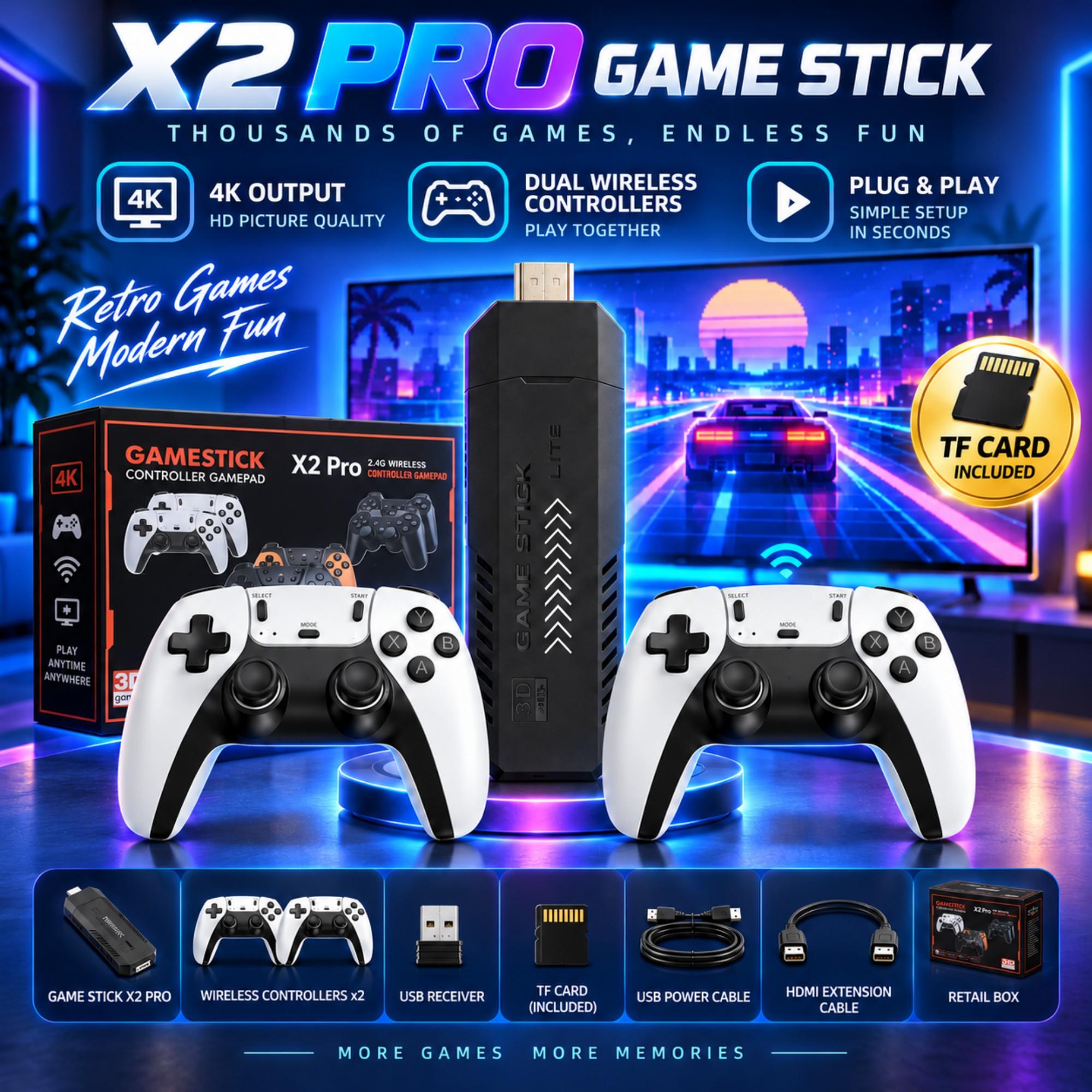 X2 PRO Game Stick 4K HD TV-vid - Gaming Console X2 recensie en prijs